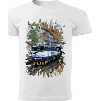 Chlapecké tričko Dětské tričko s lokomotivou 756 004-8 bílé 122 (dětské tričko s vlakem lokomotivou)