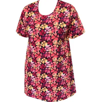 Dámské tričko Tunika bavlněná / maxitriko (ohnivé květy) - v nadměrné velikosti 3473