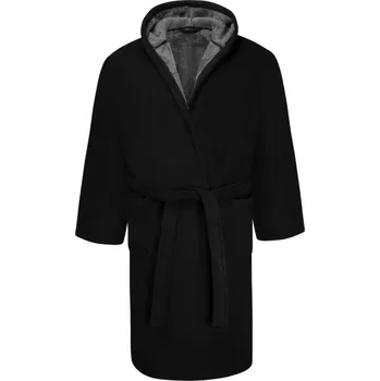 Pánský župan Mikroplyšový hebký župan s kapucí (černý) - v nadměrné velikosti 3643 PJ122