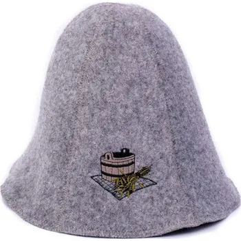 Klobouk do sauny s výšivkou, šedý