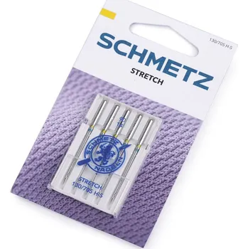 Strojové jehly Stretch 75; 90; sdružené Schmetz na kartě, malé, 1 (90/14) nikl