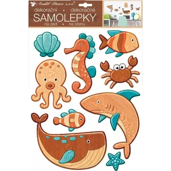 Samolepící dekorace Samolepka na zeď - plastická - Mořská zvířata - 41 x 28 cm - 15106