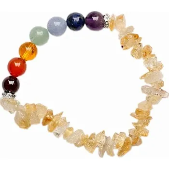 Náramek Čakrový náramek sekaný citrín a sedm korálků kuličky ø 8 mm
