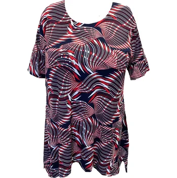 Dámské tričko Maxitriko s cípy (modro-červený vzor) - v nadměrné velikosti 0614