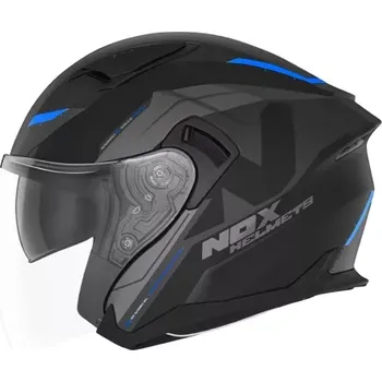 Helma na motorku BRUNOX přilba N130 KLINT, NOX (černá matná, modrá, vel. XS)