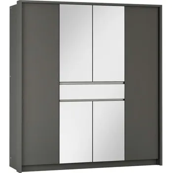 Šatní skříň Šatní skříň RIJEKA 200 grafit/zrcadlo