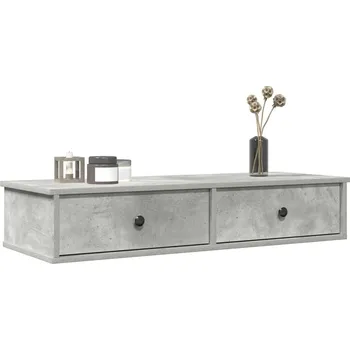 police vidaXL Nástěnná police se zásuvkami 100x37,5x19 cm kompozit [859962] Barva: Betonová šedá