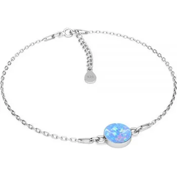 Prsten NUBIS® Stříbrný náramek se světle modrým opálem - NB-1202-OP26