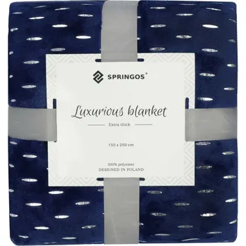 přikrývka Plyšová deka 150x200 cm SPRINGOS EMBER tmavě modrá