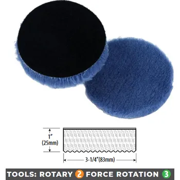 Lake Country Blue Hybrid wool pad - leštící kotouč z vlny impregnovaný pěnou 83 mm