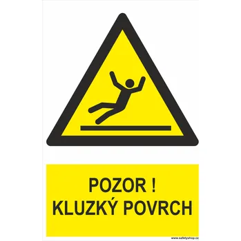 Značení Pozor ! Kluzký povrch ISO 7010 samolepící vinylová fólie 200x150 mm