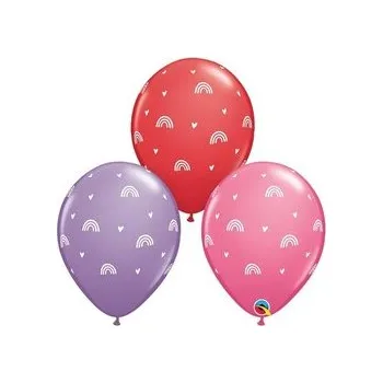 Balon z nadrukiem Boho Rainbows&Hearts 28cm 25szt