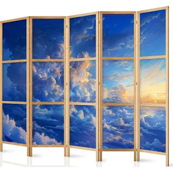 Paraván Japonský paraván - Když se nebe stane plátnem: Umělecké stvoření přírody v oblacích Velikost: 225x172 cm