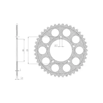 Řetězová sada pro motocykl duralová rozeta pro sekundární řetězy typu 520, SUNSTAR (42 zubů)