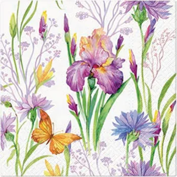 Papírový ubrousek Ubrousky 20ks, Iris with Butterfly 33x33 cm