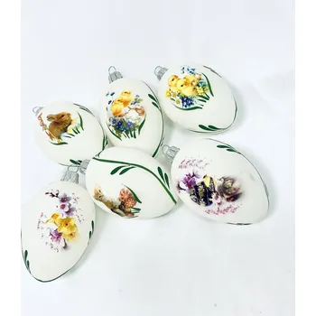 Vánoční ozdoba VESNA skleněné velikonoční vajíčko malé – transparetní 6ks , 7cm