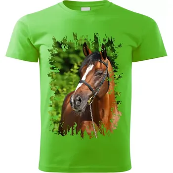 Dětské tričko s koněm koňská hlava vzor 455 zelené 122 (dětské tričko s koňskou hlavou , kůň , koně )