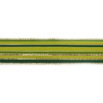 Stuha Plátnová stuha s monofilem, metaloplastem a drátem, 25 mm, zelená