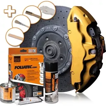 Autolak FOLIATEC DVOUSLOŽKOVÁ BARVA na brzdové třmeny ZLATÁ (SADA K APLIKACI)