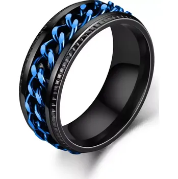 Prsten Prsten z chirurgické oceli s modrým řetězem