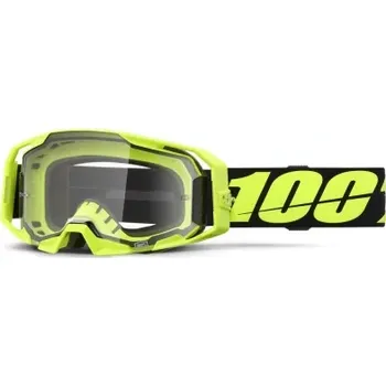 Příslušenství k helmě na motorku S100 ARMATIC 100% brýle Neon Yellow, čiré plexi