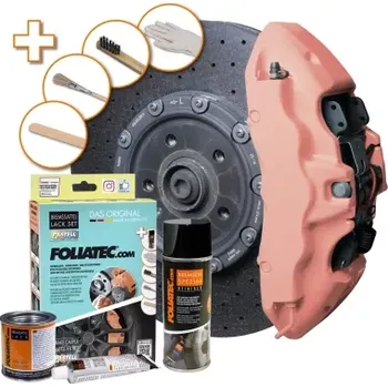 Autolak FOLIATEC DVOUSLOŽKOVÁ BARVA na brzdové třmeny PASTELOVÁ ORANŽOVÁ JUICY PEACH (SADA K APLIKACI)