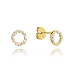 Minet Zlaté náušnice kroužky s bílými zirkony Au 585/1000 0,80g Náušnice: žluté zlato (váha 0,80g)