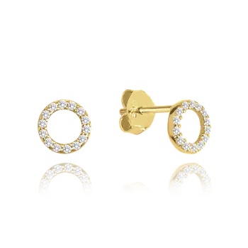 Náušnice Minet Zlaté náušnice kroužky s bílými zirkony Au 585/1000 0,80g Náušnice: žluté zlato (váha 0,80g)