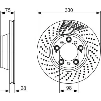 Brzdový kotouč BOSCH Brzdový kotouč dírovaný Ø330mm 0 986 479 581
