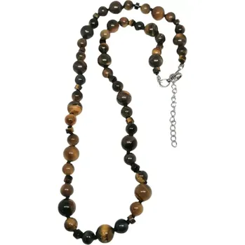 Náhrdelník Tygří oko náhrdelník ze tří druhů korálků s ocelí