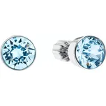 Stříbrné náušnice pecka se Swarovski krystaly modré kulaté 31113.3 aqua