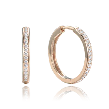 Náušnice Minet Stříbrné náušnice hranaté kruhy 2 cm s bílými zirkony Náušnice: Růžová