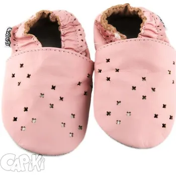 Capáčky CAPIKI Kožené capáčky - RŮŽOVÉ DÍRKOVANÉ 6-12 M