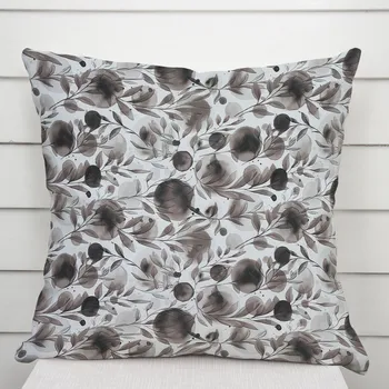 Povlak na polštářek Dekorační povlak na polštář Rongo RGP-504 Hnědé popínavé lístky na bílém 50 x 50 cm