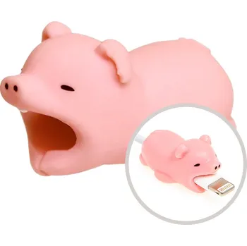 Datový kabel Ochrana / rozlišovač / dekorace na standardní nabíjecí kabel - silikon - prasátko