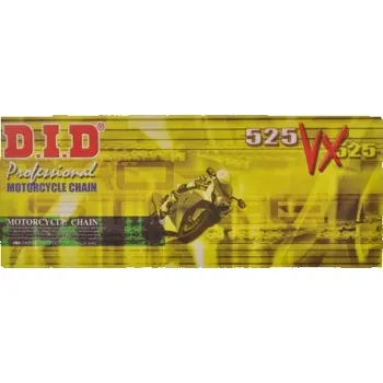 Řetězová sada pro motocykl řetěz 525VX, D.I.D. - Japonsko (barva černá, 102 článků vč. spojky ZJ)