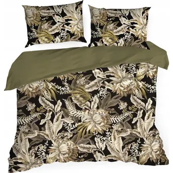 Povlečení Povlečení z bavlněného saténu 160x200 černé s botanickým vzorem