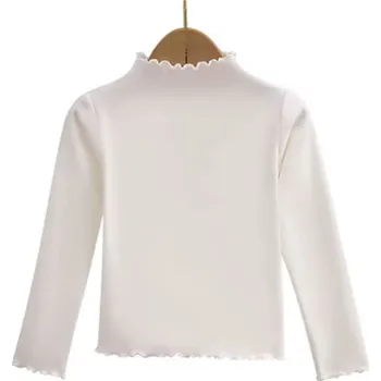 Zimní/podzimní jednobarevné dívčí tričko s dlouhým rukávem Barva: bílá (EE011609), Velikost: 130