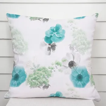 Povlak na dekorativní polštářek Dekorační povlak na polštář TF-044 Tyrkysové růže na bílém 50 x 60 cm