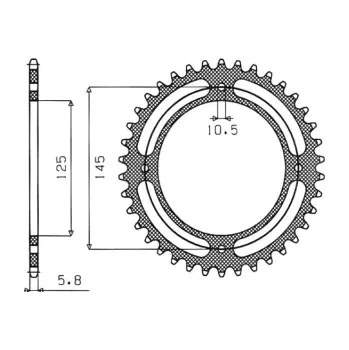 Řetězová sada pro motocykl ocelová rozeta pro sekundární řetězy typu 520, SUNSTAR (40 zubů)