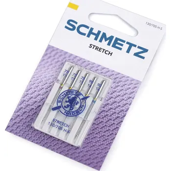 Nástroj na niť a příze Strojové jehly Stretch 75; 90; sdružené Schmetz na kartě, malé, 3 (75/11;90/14) nikl