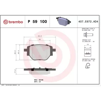 Brzdová destička BREMBO Sada brzdových doštiček P59 100