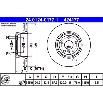 Brzdový kotouč ATE Brzdový kotouč větraný Ø345mm 24.0124-0177.1