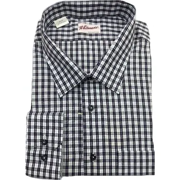 Pánská košile Pánská košile dlouhý rukáv (tm. modrá s modrou) - v nadměrné velikosti 4259-2