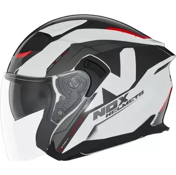 Helma na motorku BRUNOX přilba N130 KLINT, NOX (bílá, černá, červená, vel. XS)