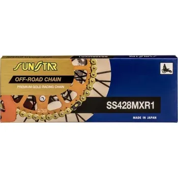 Řetězová sada pro motocykl řetěz 428MXR1, SUNSTAR (bez těsnícího kroužku, barva zlatá, 126 článků)