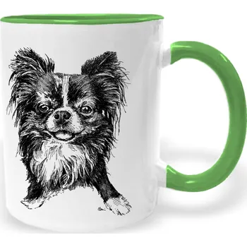 Hrnek - Dlouhosrstá čivava Barva: Zelená