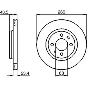 Brzdový kotouč BOSCH Brzdový kotouč větraný Ø280mm 0 986 478 375