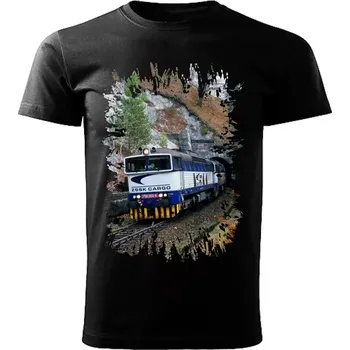 Chlapecké tričko Dětské tričko s lokomotivou 756 004-8 černé 134 (dětské tričko s vlakem lokomotivou)