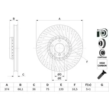 Brzdový kotouč BOSCH Brzdový kotouč Brzdový kotouč dvoudílný Ø374mm 0 986 479 E63